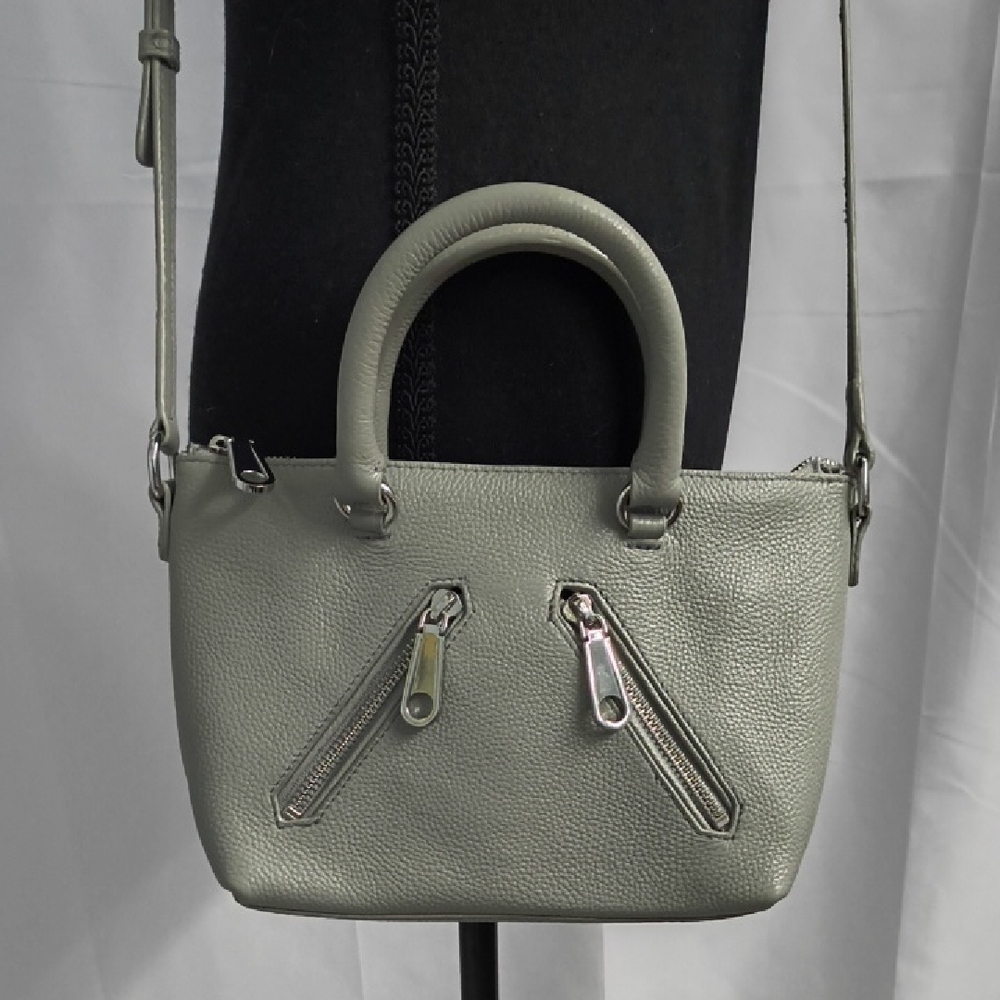 Like New Rebecca Minkoff Gray Leather Moto Crossbody Satchel - Picture 6 of 9